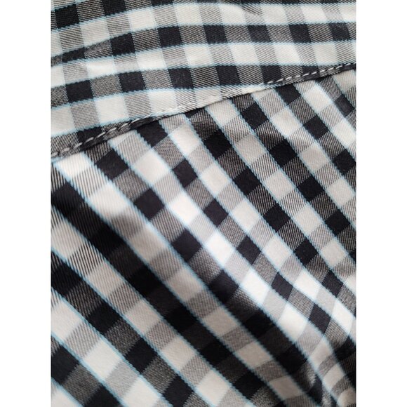 Peter Millar Crown Soft Black/White Plaid Cotton-Silk Button-Down Shirt Medium - Picture 5 of 10